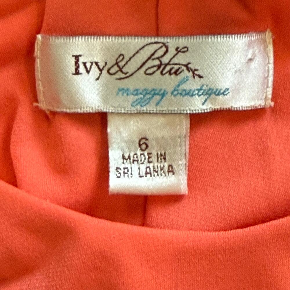 Ivy & Blu‎ Maggy Boutique 6 Tangerine Stretch Knit Halter Dress Bunched Straps - Picture 10 of 11